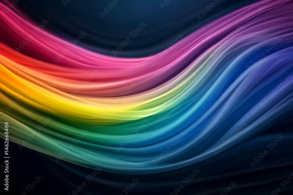 Poster vibrant prismatic colors blend seamlessly, creating an eye-catching abstract display of dynamic wave