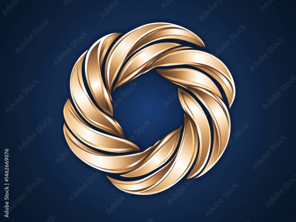 Poster gold circular design with flowing forms