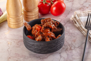 Hungarian goulash with beef meat