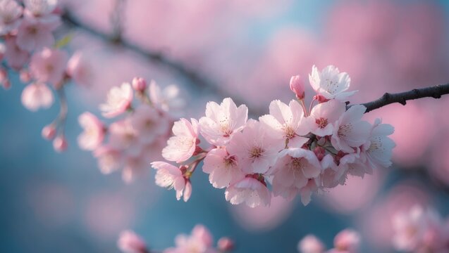 Blooming Himalayan Cherry in Thailand, Known as Nang Paya Sua Krong