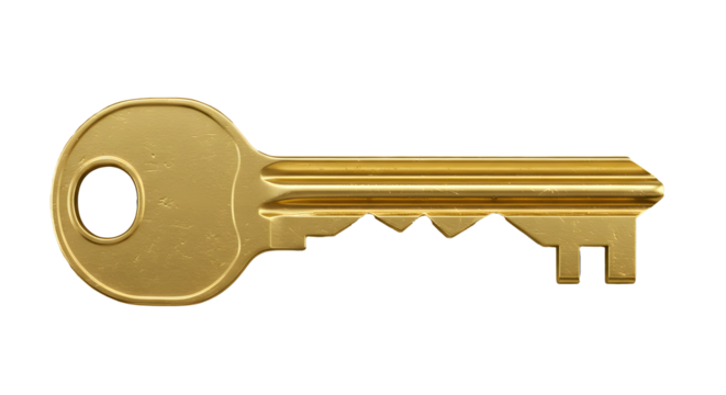 Golden Key Transparent PNG, White Background