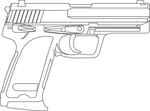  Icon of self-loading German pistol for police and military HK USP line in black color.