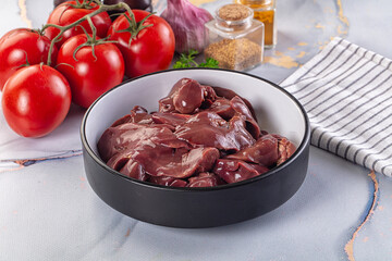 Raw chicken liver for cooking