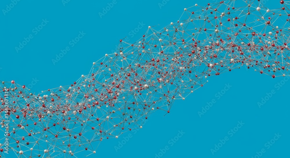 Poster connected dots abstract 3d - abstract 3d of interconnected dots and lines, symbolizing network, conn