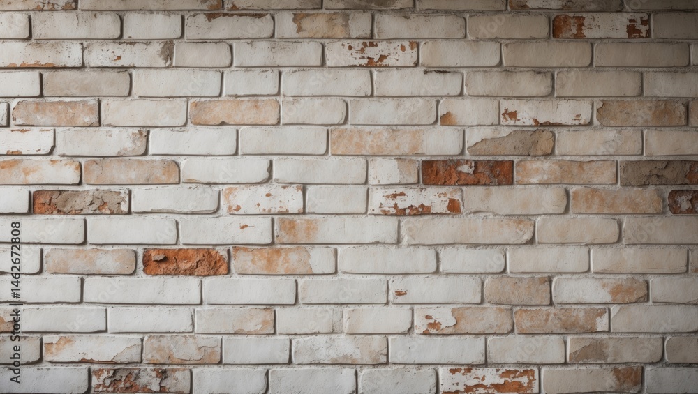 Aufkleber Old-fashioned light brick wall texture with abstract weathering and ample space for design elements