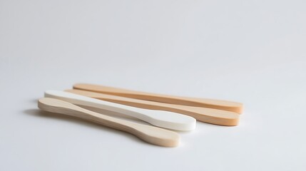 Wooden Spoons with Neutral Background.