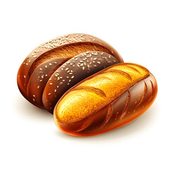 Clipart of Whole Wheat Bread clipart, Decorate for Processed Foods shop, isolated on white background