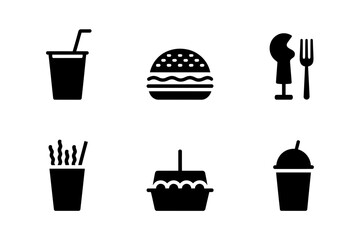 Food and drink icons vector set restaurant menu