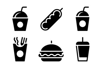 Fast food icons burger fries drink hotdog vector