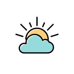 Minimalist sun and cloud illustration in pastel colors  