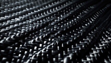 Fototapeta premium Abstract black carbon fiber pattern with smooth weave for modern technology themes
