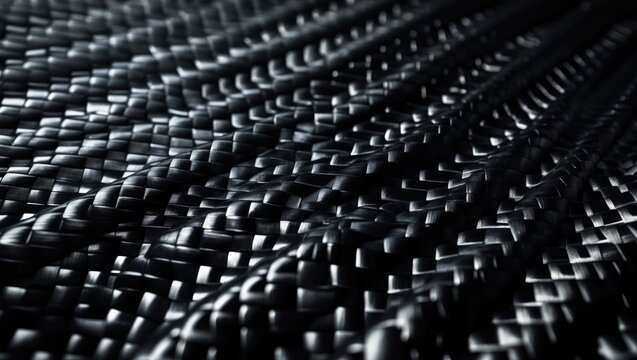 Abstract black carbon fiber pattern with smooth weave for modern technology themes