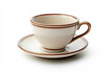 Cup and saucer on white background.