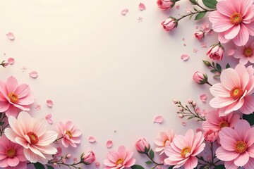 Fototapeta premium Subtle repeating floral motif on a soft, muted background , light, retro, bloom