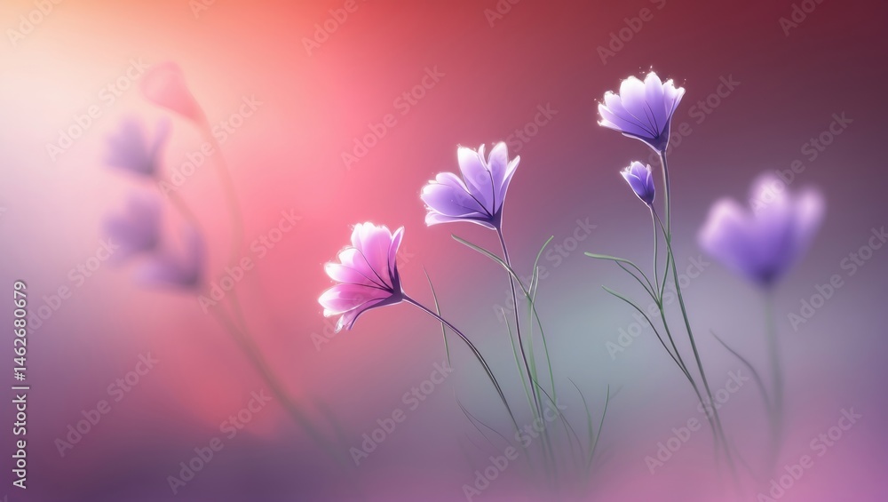 Poster soft pastel flower gradient with light effects in a simple style