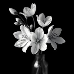 Fototapeta premium white flowers on black background