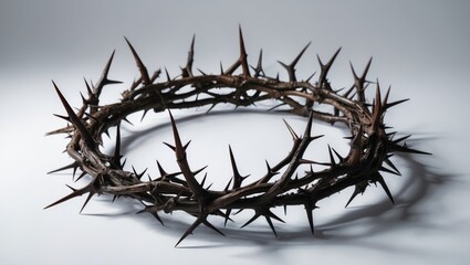 Christian crown of thorns on a white background for Easter