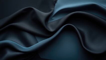 Obraz premium Luxurious dark gray textile backdrop featuring abstract satin folds and metallic accents