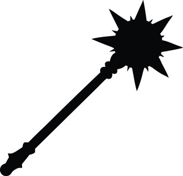 black mace silhouette on white background clip art preview