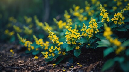 Obraz premium Berberis Aquifolium along a trail during hike