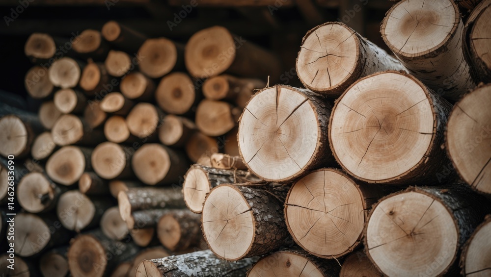 Poster woodpile of chopped logs with abstract pattern
