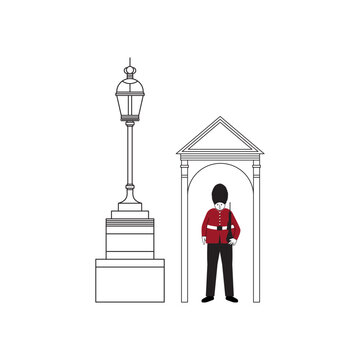 recommend clip art: British guard, Vintage Street Lamp and security guard Illustration