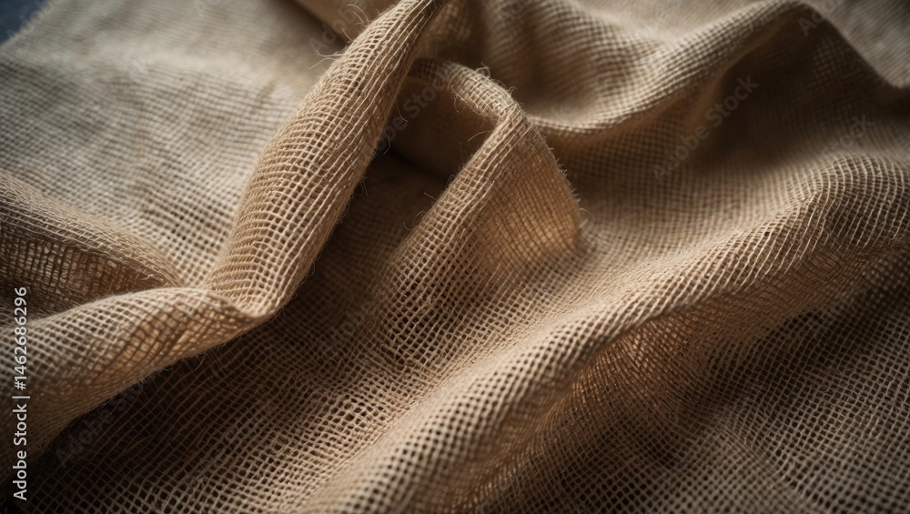 Poster Flat Lay of Burlap and Sackcloth with Rustic Texture and Empty Space for Advertising and Web Design