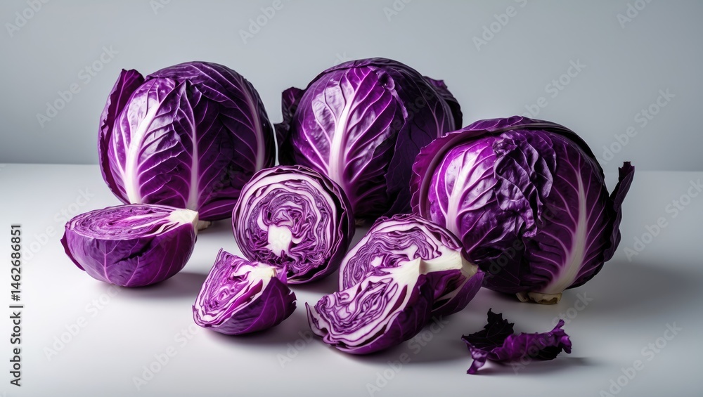 Poster red cabbage head isolated against a white background with clipping path