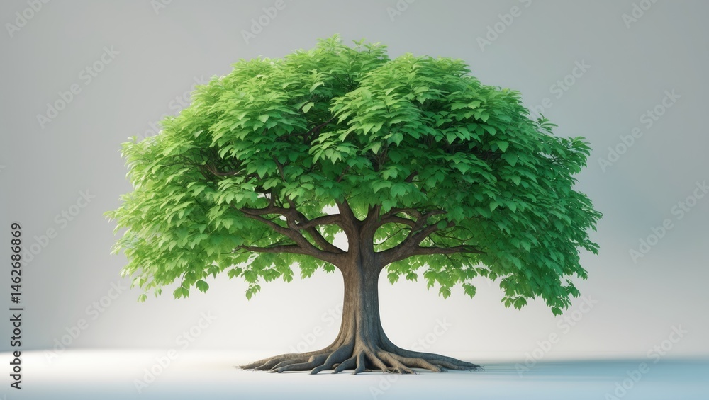 Poster single tree on white background with clipping paths for garden and landscape design