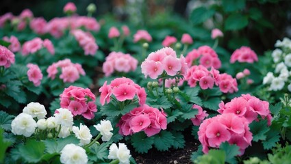 Detailed view of a fresh pink blossom in a floral garden scene