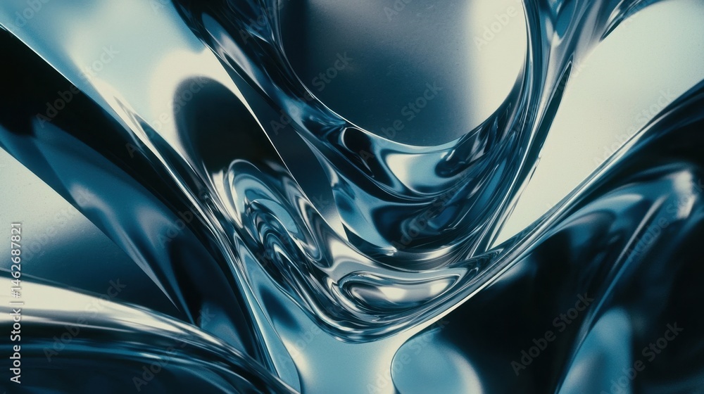 Poster complex shapes form within the reflective surface, showcasing a mesmerizing blend of light and shado