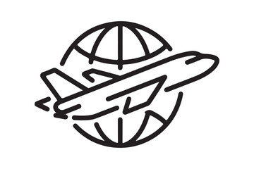 Airplane Travel Icon Vector Global Flight and Aviation Illustration