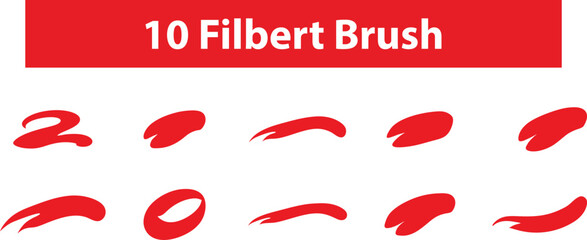 Set of grunge red paint, ink brush strokes. brush collection isolated on white background.