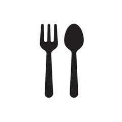 Fork and Spoon Silhouette, Minimal Cutlery Vector Icon