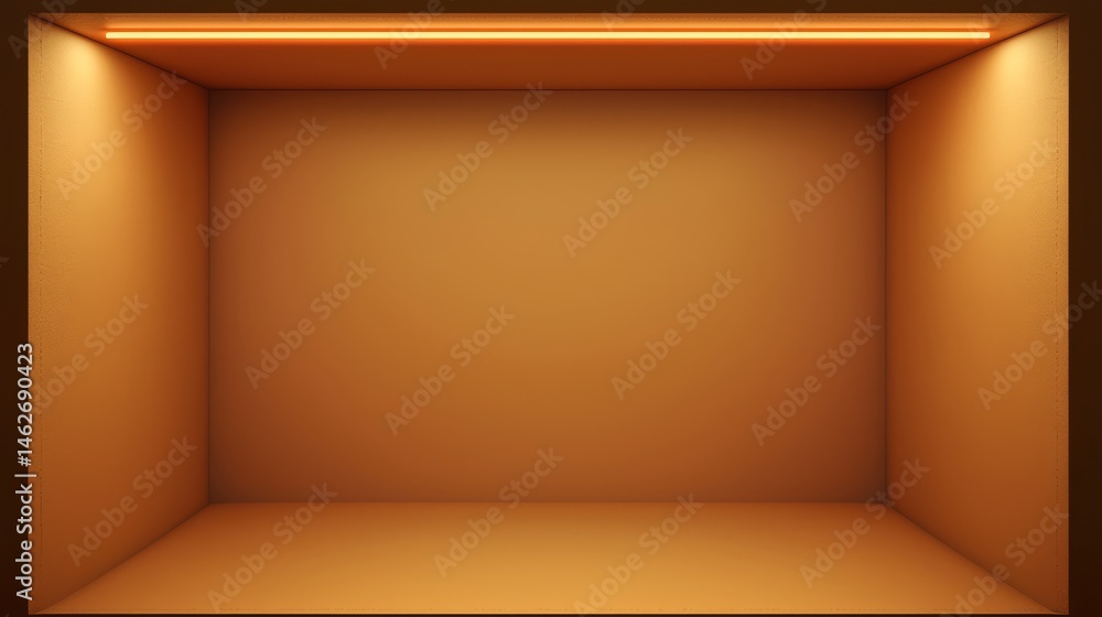 Poster room with a wooden wall and a light shining on it. the room is empty and has a warm, inviting atmosp