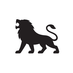 Roaring Lion Silhouette, Wild Animal Power Vector