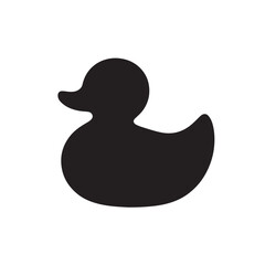 Rubber Duck Silhouette, Smooth Bath Toy Vector Illustration