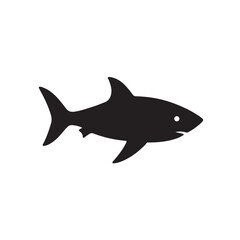 Shark Silhouette, Ocean Predator Animal Outline Vector