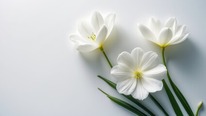 Macro shot of white flowers on white background featuring clipping path