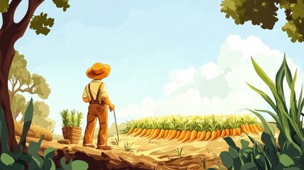 Fototapeta premium Game template with farmer and carrots illustration illustration , no logos, no brands