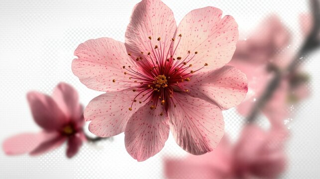 Pink flower blomming isolated on transparency background. Generative Ai