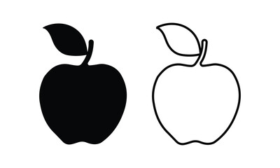 Apple vector icon. Apple outline icon on white background. Apple Black and White. Apple symbols icon.