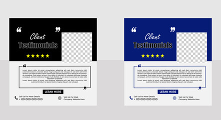 creative modern clean clients testimonial or clients feedback review template design with colorful shape
