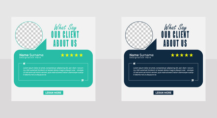 creative modern clean clients testimonial or clients feedback review template design with colorful shape

