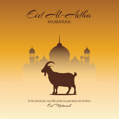 Eid al-Adha Islamic Festival Background. Eid Mubarak or Bakra Eid Celebration Design