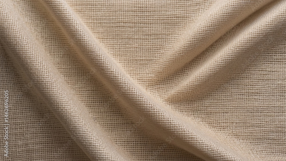 Poster Light beige woven textile with intricate mesh pattern and soft texture