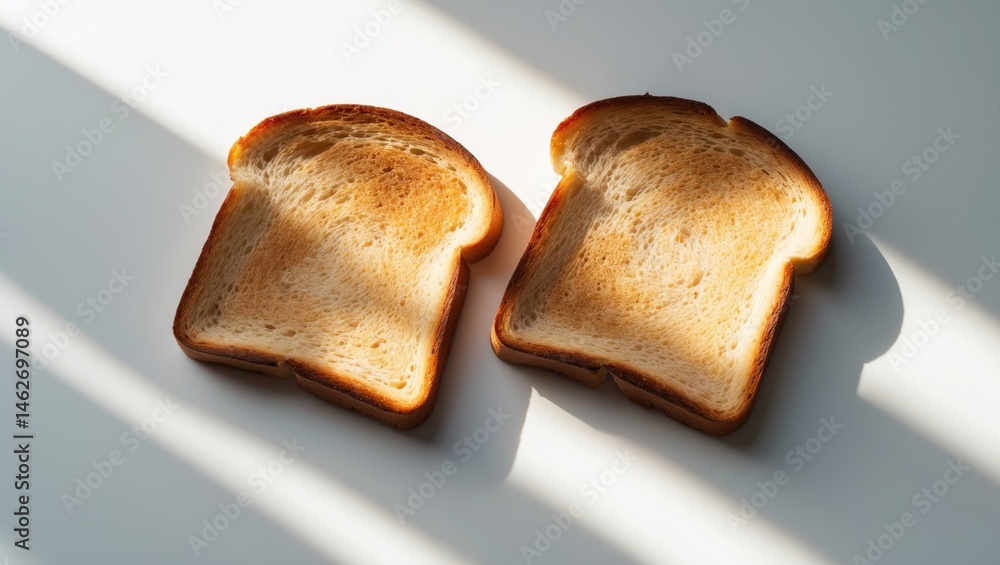 Aufkleber close-up of two slices of toasted bread isolated on white surface