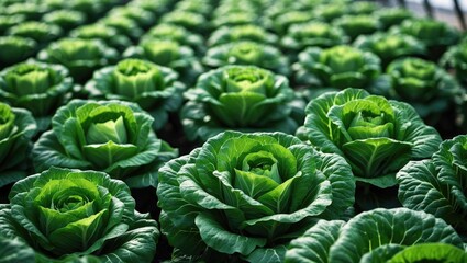 Fototapeta premium Organic cabbage crop cultivation on farmland