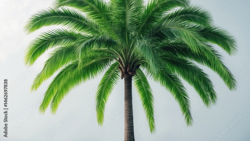 Poster tropical coconut tree and bush on a white background with clipping path