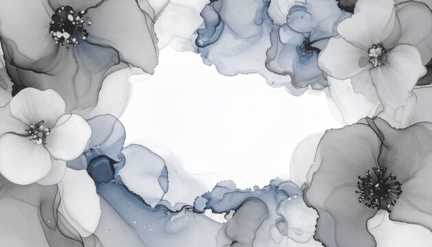 Abstract border frame of flowers painting with spring flowers irus background graphic resource